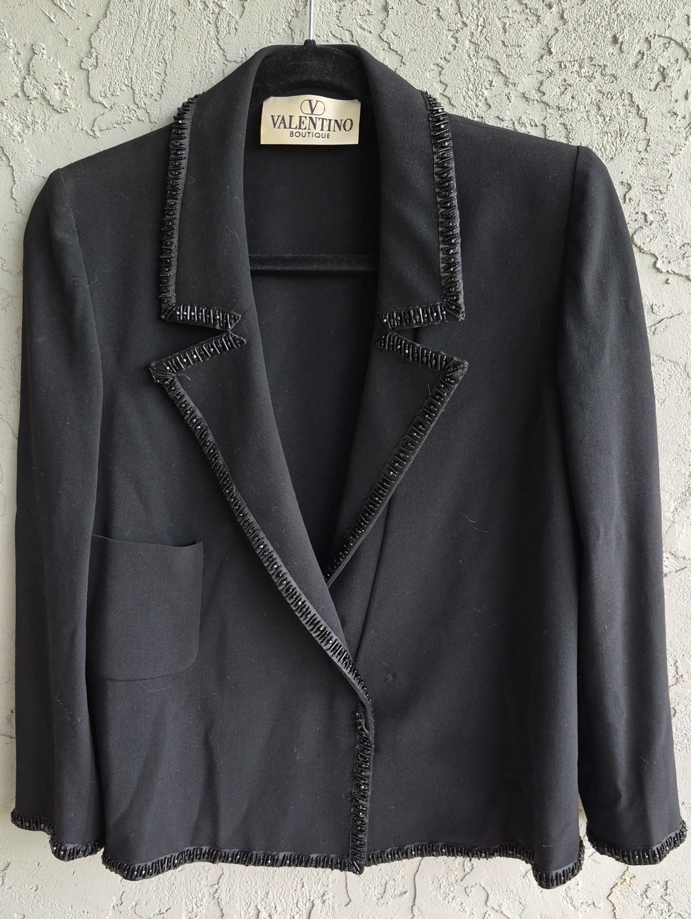 Valentino Black Beaded-Trim Blazer